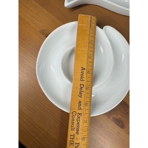 1999 Crate & Barrel White Porcelain Appetizer Oil Dip Dishes 3 Shapes Lot of 3 - Picture 2 of 13